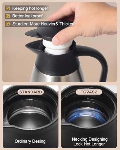 Tgvasz 70 OZ Thermal Coffee Carafe,Updated Insulated Stainless Steel Coffee Carafes for Keeping Hot Coffee & Tea Hot Beverage-12Hours, Double Walled Vacuum Coffee Carafe (silver) - Image 2