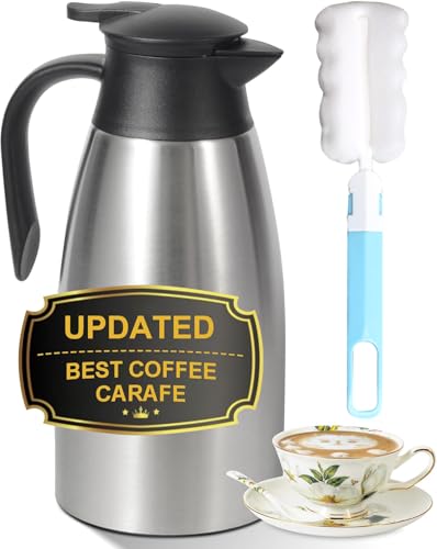 Tgvasz 70 OZ Thermal Coffee Carafe,Updated Insulated Stainless Steel Coffee Carafes for Keeping Hot Coffee & Tea Hot Beverage-12Hours, Double Walled Vacuum Coffee Carafe (silver) - Image 1