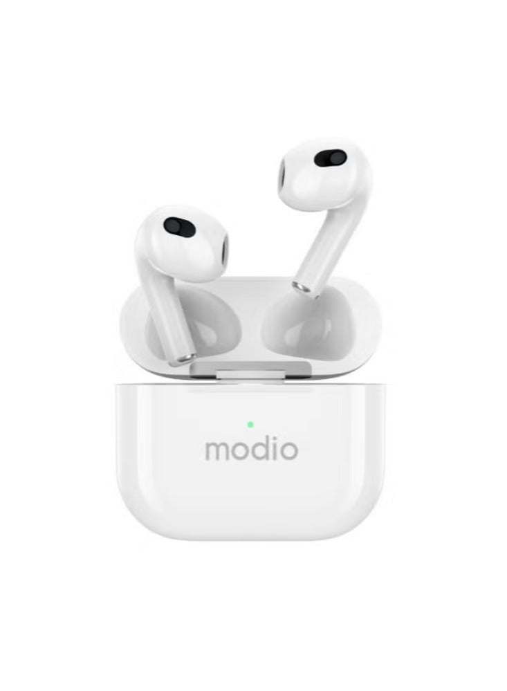modio Bluetooth Wireless Earphone for Android and iOS Premium Sound Quality, Comfortable Fit, 10 Hours Playtime, Built-In Mic, Bluetooth 5.0 Connectivity – Ideal for Music, Calls, Sports & Workouts - Image 1
