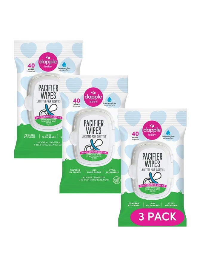 dapple Pacifier Wipes, for Baby and Toddlers, Diaper Bag Essentials, Fragrance Free 40 Ct, Pack of 3 - Image 1
