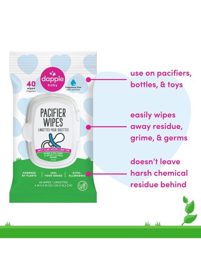 dapple Pacifier Wipes, for Baby and Toddlers, Diaper Bag Essentials, Fragrance Free 40 Ct, Pack of 3 - Image 2