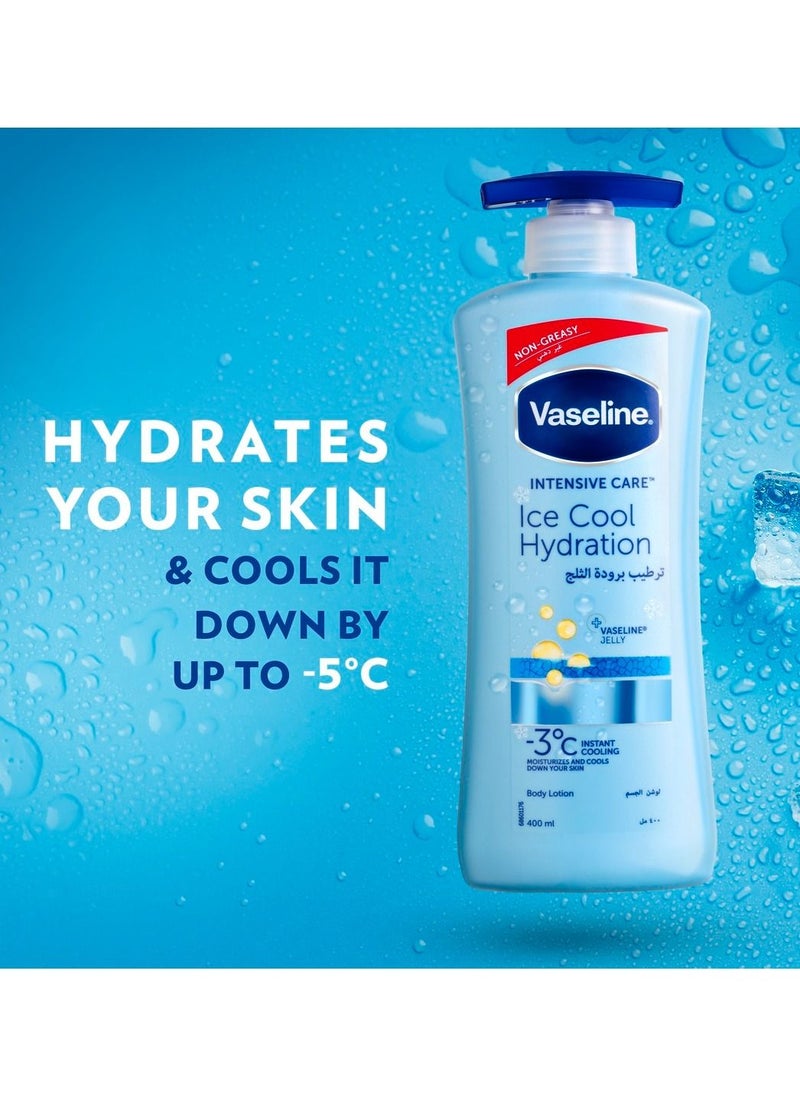 Vaseline لوشن العناية المركزة للجسم، ترطيب آيس كول، يرطب ويبرد بشرتك بمقدار -3 درجة مئوية 400مل  - Image 1
