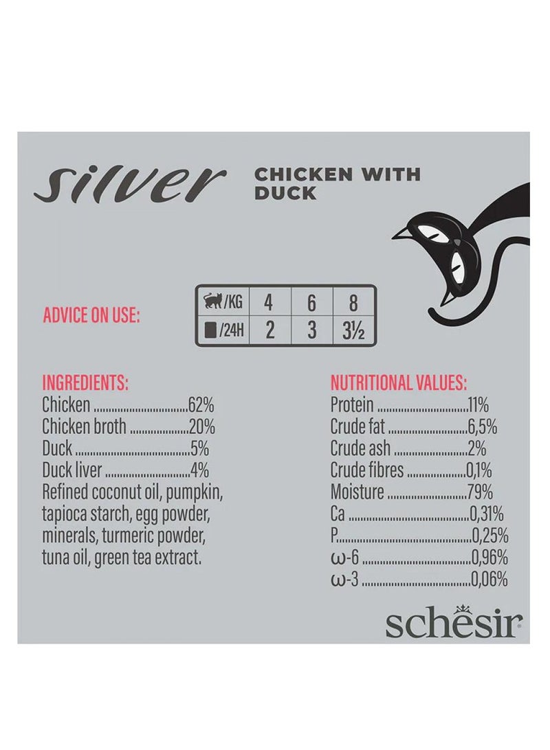 Schesir Silver Mousse & Fillets Senior Cat Wholefood - Chicken With Duck 70g - Image 2
