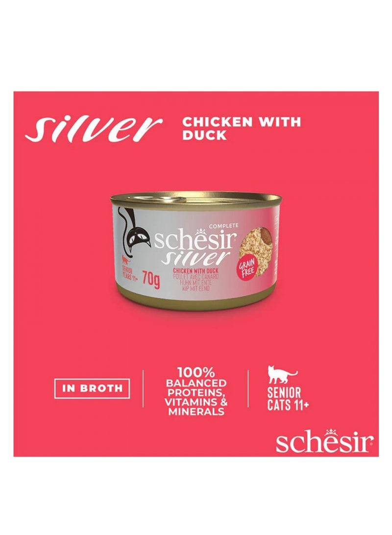 Schesir Silver Mousse & Fillets Senior Cat Wholefood - Chicken With Duck 70g - Image 4