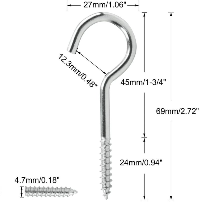 Galvanized Metal Screw On Hanger Hooks 30Pcs For Hanging Plants Outdoor Lights Silver - Image 3