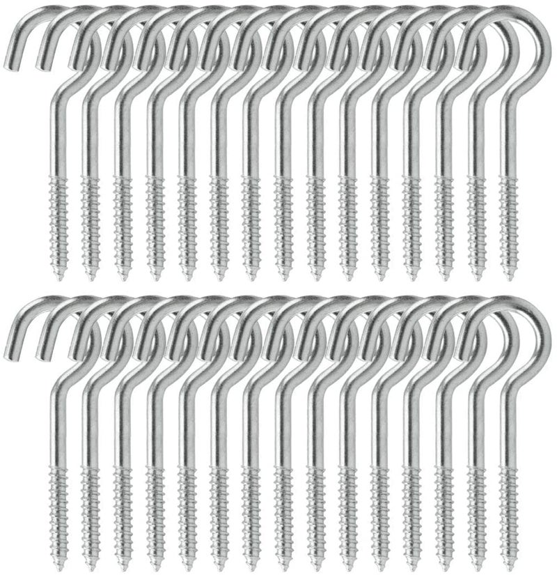 Galvanized Metal Screw On Hanger Hooks 30Pcs For Hanging Plants Outdoor Lights Silver - Image 1