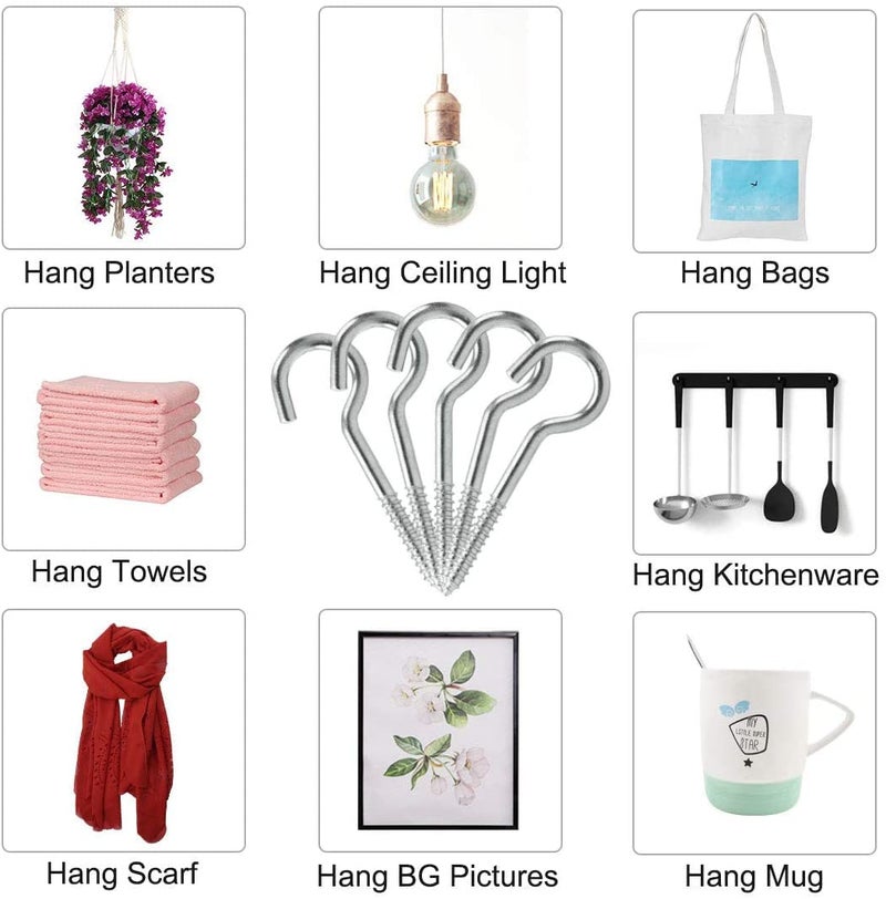 Galvanized Metal Screw On Hanger Hooks 30Pcs For Hanging Plants Outdoor Lights Silver - Image 4