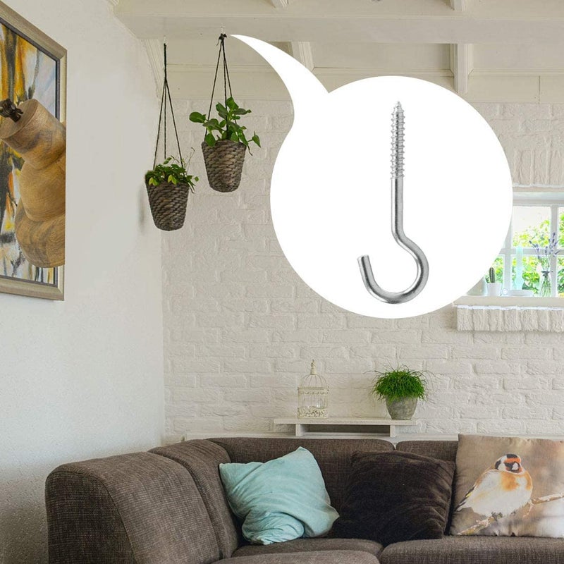 Galvanized Metal Screw On Hanger Hooks 30Pcs For Hanging Plants Outdoor Lights Silver - Image 5