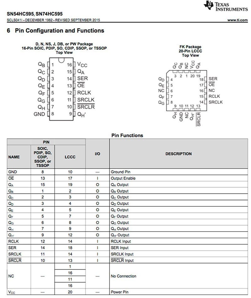 TEXAS INSTRUMENTS SN74HC595N IC 8-Bit Shift Registers with 3-State Output Registers (Pack of 4) - Image 5