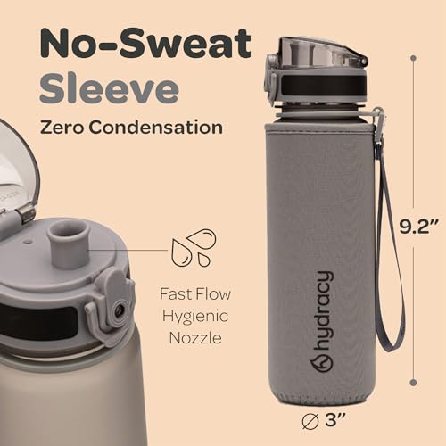 Hydracy Water Bottle with Time Marker -Large 32 oz BPA Free Water Bottle & No Sweat Sleeve -Leak Proof Gym Bottle with Fruit Infuser Strainer & Times to Drink -Ideal for Fitness Sports & Outdoors - Image 5