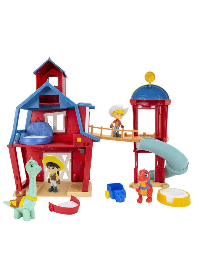 Dino Ranch Dino Ranch Clubhouse,Large 12-Inch Playset with Lights & Sound,Features Silo with Slide,Bridge,Extendable Room,2 Dino Ranchers,2 Dinos - Toys for Kids - Amazon Exclusive - Image 2
