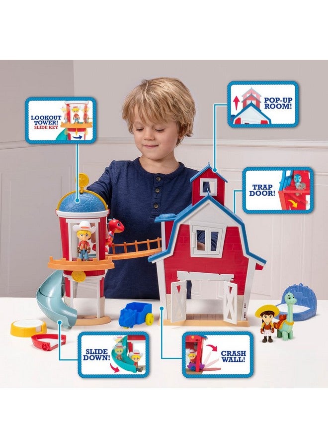 Dino Ranch Dino Ranch Clubhouse,Large 12-Inch Playset with Lights & Sound,Features Silo with Slide,Bridge,Extendable Room,2 Dino Ranchers,2 Dinos - Toys for Kids - Amazon Exclusive - Image 3