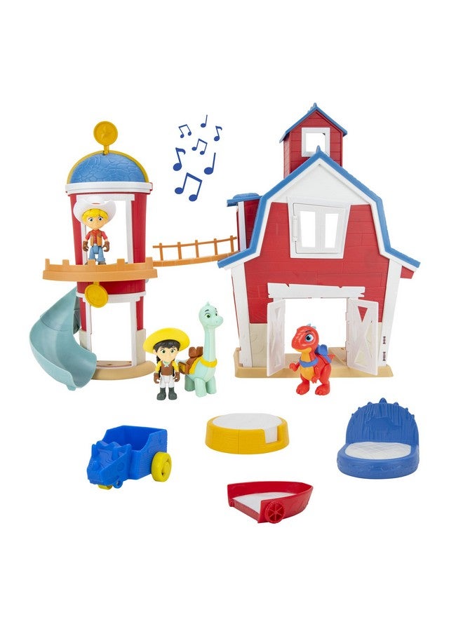 Dino Ranch Dino Ranch Clubhouse,Large 12-Inch Playset with Lights & Sound,Features Silo with Slide,Bridge,Extendable Room,2 Dino Ranchers,2 Dinos - Toys for Kids - Amazon Exclusive - Image 1