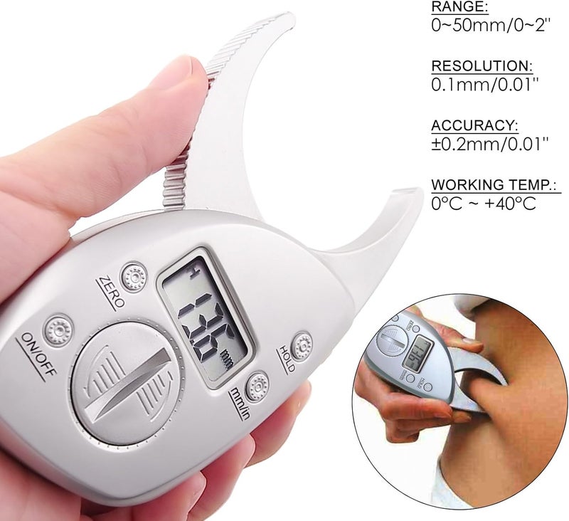 GAIN EXPRESS Body Fat Caliper Skinfold Caliper Professional Skin Thickness Fat Measure Body Fat Tester Body Fat Monitors for Health Monitoring Handheld BMI Body Fat Measurement Device - Image 3