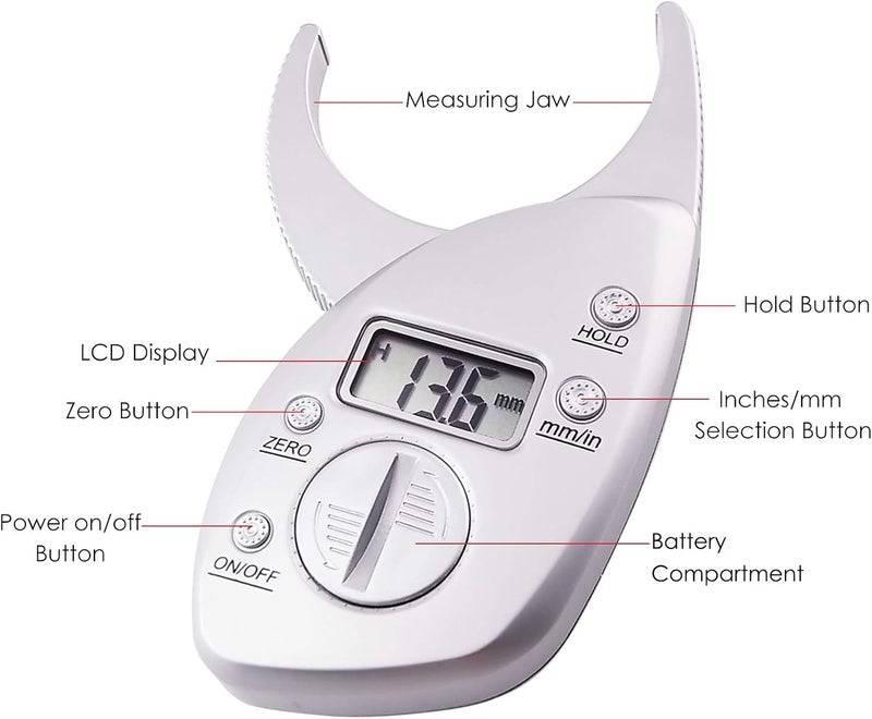 GAIN EXPRESS Body Fat Caliper Skinfold Caliper Professional Skin Thickness Fat Measure Body Fat Tester Body Fat Monitors for Health Monitoring Handheld BMI Body Fat Measurement Device - Image 4