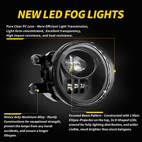 Z-OFFROAD New LED Fog Lights Driving Lamps Assembly Replacement for 2016-2022 Tacoma 2009-2013 Camry Corolla 2014-2022 4Runner 2014-2019 Tundra Truck, Driver and Passenger Side- Black - Image 3