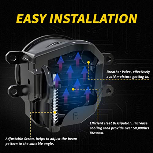 Z-OFFROAD New LED Fog Lights Driving Lamps Assembly Replacement for 2016-2022 Tacoma 2009-2013 Camry Corolla 2014-2022 4Runner 2014-2019 Tundra Truck, Driver and Passenger Side- Black - Image 5