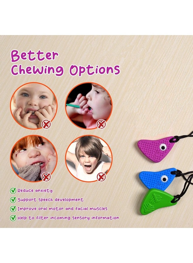seeway Chew Necklaces for Sensory Kids, Seeway Chewy Necklace Sensory Motor Aids, 3 Pack Silicone Sensory Chew Toys, Different Textures Chewelry, Improve Concentration【Blue, Green, Purple】 - Image 2