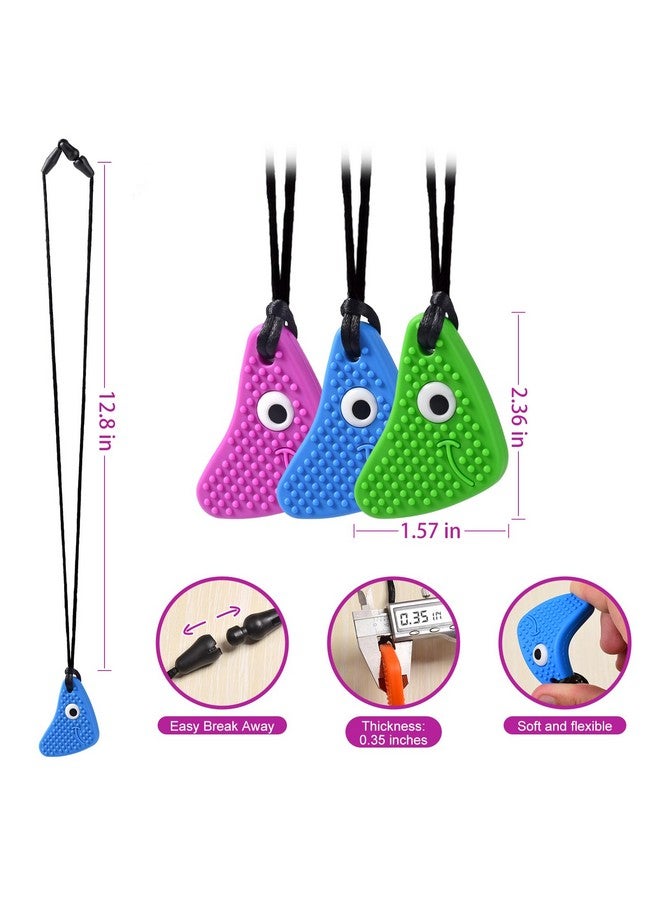 seeway Chew Necklaces for Sensory Kids, Seeway Chewy Necklace Sensory Motor Aids, 3 Pack Silicone Sensory Chew Toys, Different Textures Chewelry, Improve Concentration【Blue, Green, Purple】 - Image 4