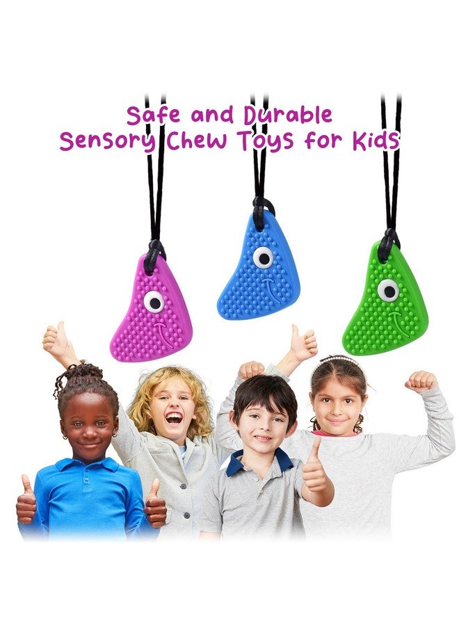 seeway Chew Necklaces for Sensory Kids, Seeway Chewy Necklace Sensory Motor Aids, 3 Pack Silicone Sensory Chew Toys, Different Textures Chewelry, Improve Concentration【Blue, Green, Purple】 - Image 5