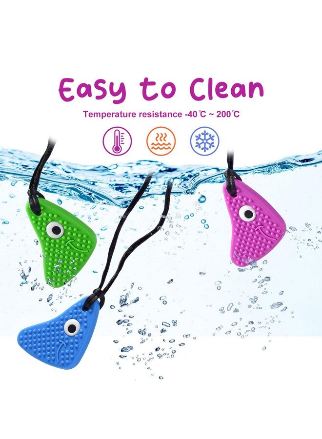 seeway Chew Necklaces for Sensory Kids, Seeway Chewy Necklace Sensory Motor Aids, 3 Pack Silicone Sensory Chew Toys, Different Textures Chewelry, Improve Concentration【Blue, Green, Purple】 - Image 3