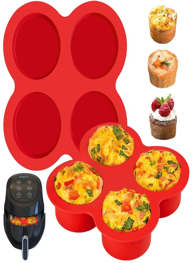 JOERSH 2-PK Air Fryer Egg Mold, 4 Cups Silicone Air Fryer Baking Pan Non-Stick for Egg Bites, Cupcake, Muffin, Tart, Frittata, Quiche - Image 1