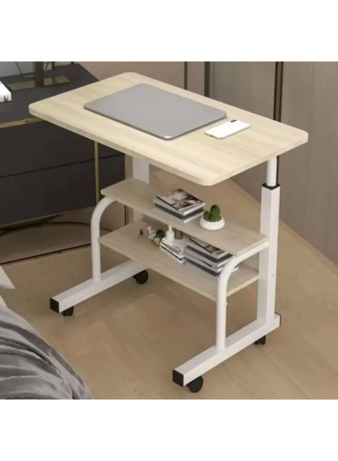 شي ون طاولة لابتوب قابلة للتعديل من SHEE ONE بلون بيج أنيق | طاولة متحركة للعمل والدراسة بارتفاع قابل للتعديل من 60 إلى 85 سم | طاولة طعام على السرير وطاولة بجانب السرير و الكنب مع رف تخزين إضافي | مناسبة للمساحات الصغيرة – الأبعاد: 40×60 سم - Image 2