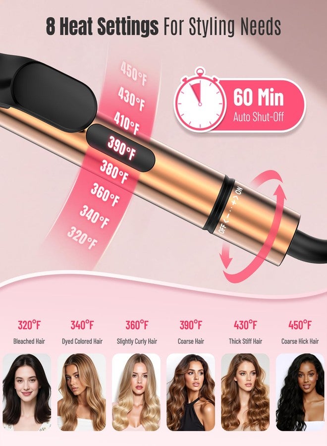 Mescomb 1.25 inch Long Barrel Curling Iron 1 1/4 inch with 8 Heat Settings, 10-Minute Curls, Ceramic Curling Iron, 30s Fast-Heating, Beach Waver/Volumized/, 110-240V for Travel, 60 Mins Auto Off - Image 2