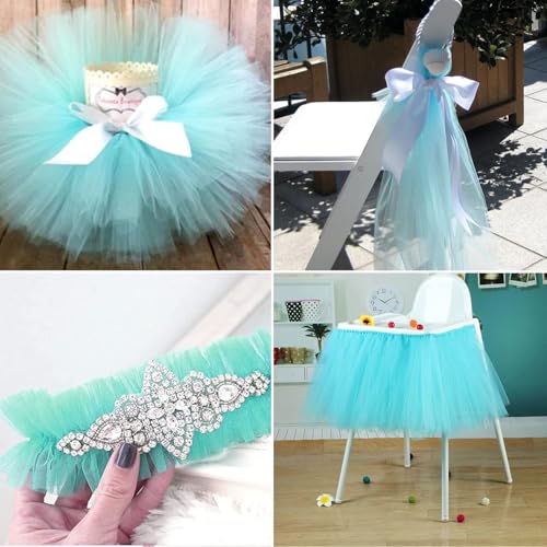Filloxy Net Fabric Cloth for Multi Decoration, Parties, Festival, Costumes, Gift Packing, Party, Backdrop Material mandap, Pooja Background Ribbon Wedding Decoration, 58" Width (Aqua Green, 2 Meter) - Image 5
