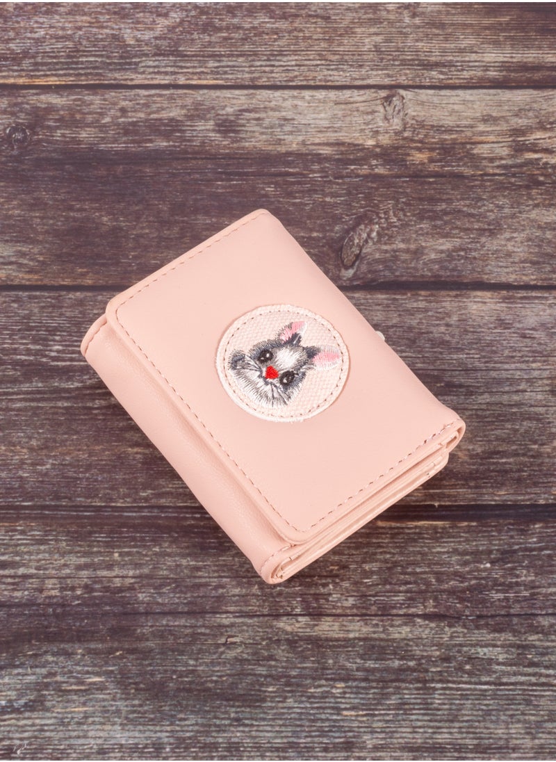 The Black Pearl Accessories - Leather Flip Wallet & Card Holder with 9 Pockets and External Pocket Plush Pink - Rabbit - Image 1