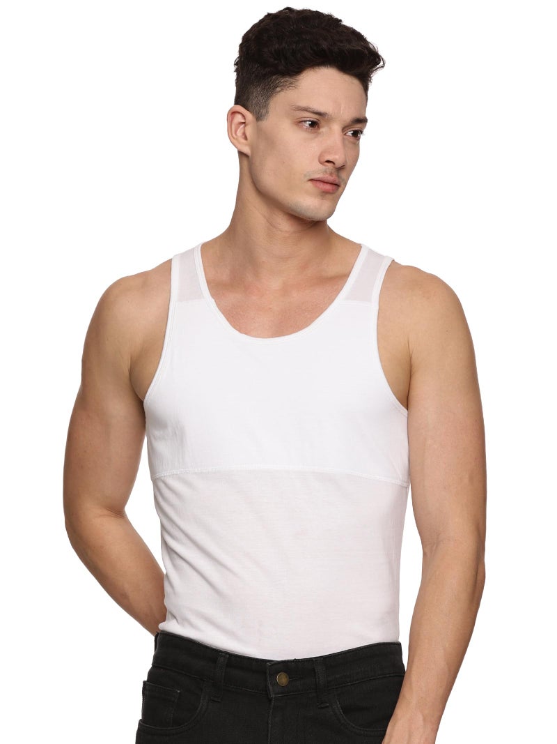 KIKWIT Men's Chest Compression Vest to Hide Gynecomastia Moobs Shapewear, Compression Chest Binder for Men to Hide Moobs (in, Alpha, 2XL, White) - Image 2