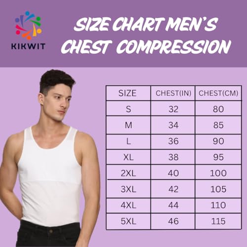 KIKWIT Men's Chest Compression Vest to Hide Gynecomastia Moobs Shapewear, Compression Chest Binder for Men to Hide Moobs (in, Alpha, 2XL, White) - Image 5