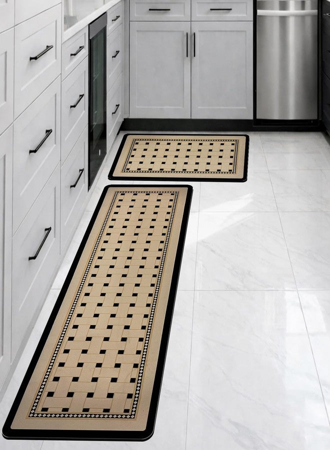 CANWAY Kitchen Mat White Dot Design - Set of 2 (40×60 & 120×40 CM) Super Absorbent, Non-Skid, Waterproof & Easy Wash Floor Mats for Home & Kitchen - Image 1