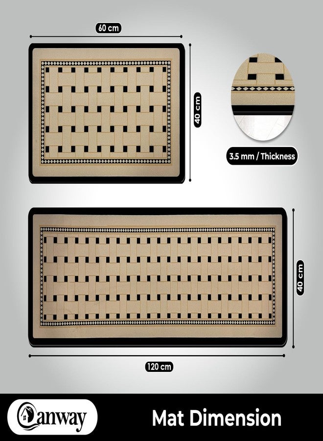 CANWAY Kitchen Mat White Dot Design - Set of 2 (40×60 & 120×40 CM) Super Absorbent, Non-Skid, Waterproof & Easy Wash Floor Mats for Home & Kitchen - Image 2