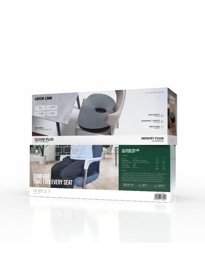 GREEN LION Cloud Plus Seat Cushion with Memory Foam / Ergonomic U-Shaped Design / All-Day Comfort / Pressure Relief & Leg Support - Grey - Image 5