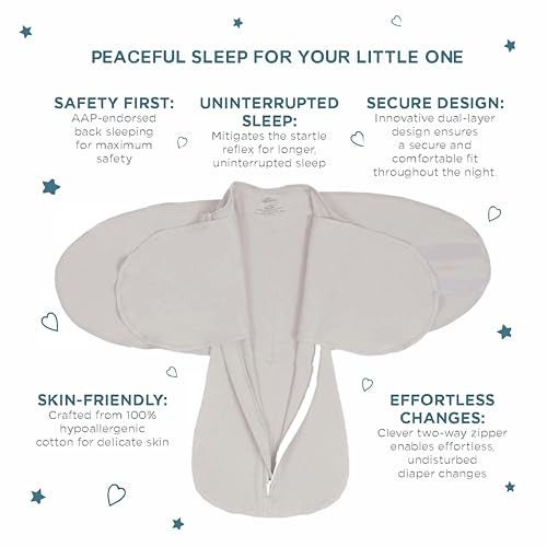 LullaBaby "Double Dream Swaddle: Exclusive Dual Wing Design, Pediatrician-Endorsed, Ultra-Soft Cotton, 0-2 Months, 6-14 lbs - White Sand - Image 3