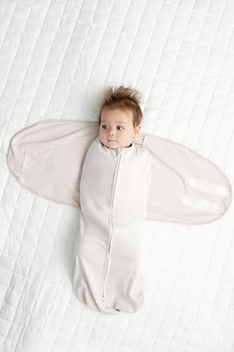 LullaBaby "Double Dream Swaddle: Exclusive Dual Wing Design, Pediatrician-Endorsed, Ultra-Soft Cotton, 0-2 Months, 6-14 lbs - White Sand - Image 5