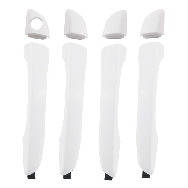 HONFQP Exterior Outside Door Handle Front Rear Left Driver Right Passenger Outside Door Handle Side with Cover for Hyundai Elantra 2017 2018 2019 2020 Replace 82651F0010 82652F0020 White 4PCS - Image 2