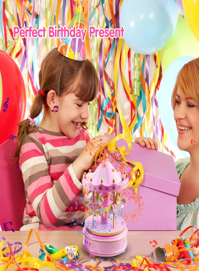 Carousel Music Box 4-Horse Rotating Baby Musical Toy  Gifts Birthday Presents for Girls Kids Children Daughter Friends - Image 3