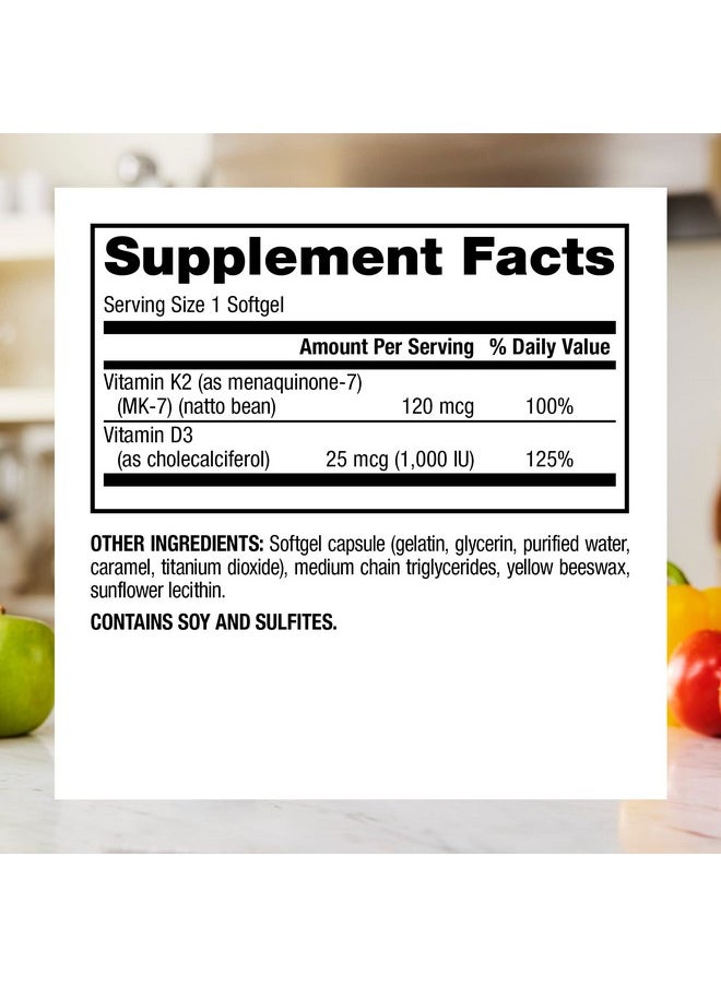Webber naturals Vitamin K2 Mk7 (120 Mcg) With Vitamin D3 (1000 Iu) 90 Softgels Supports Bones Teeth And Cardiovascular System Vitamin Supplement Gluten Free And Nongmo  - Image 4