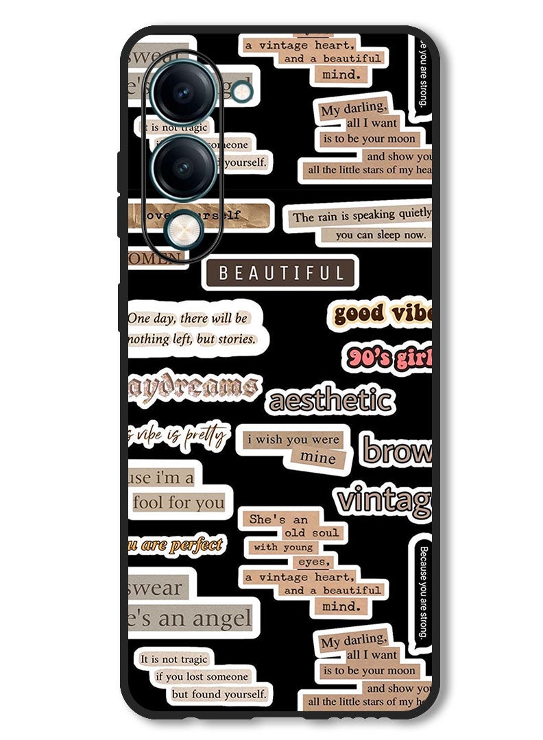 Theodor Case Compatible with Vivo Y29s Protection Shockproof Bumper Cover Beautiful Quote - Image 1