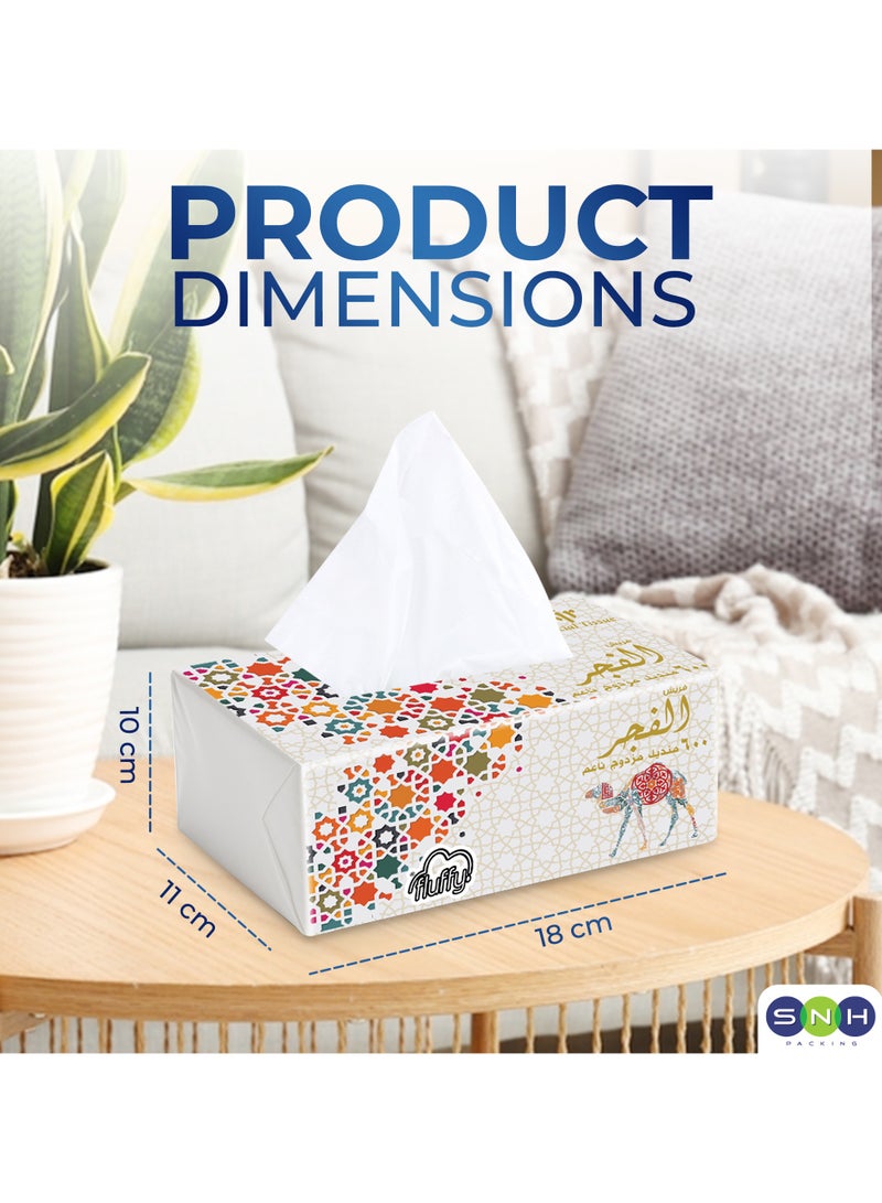 SNH Packing Al Fajr Fluffy Facial Tissue Pack of 10, 300 Sheets×2 Ply,Total 6000 Sheets (600 Sheets/Pack) - Image 2