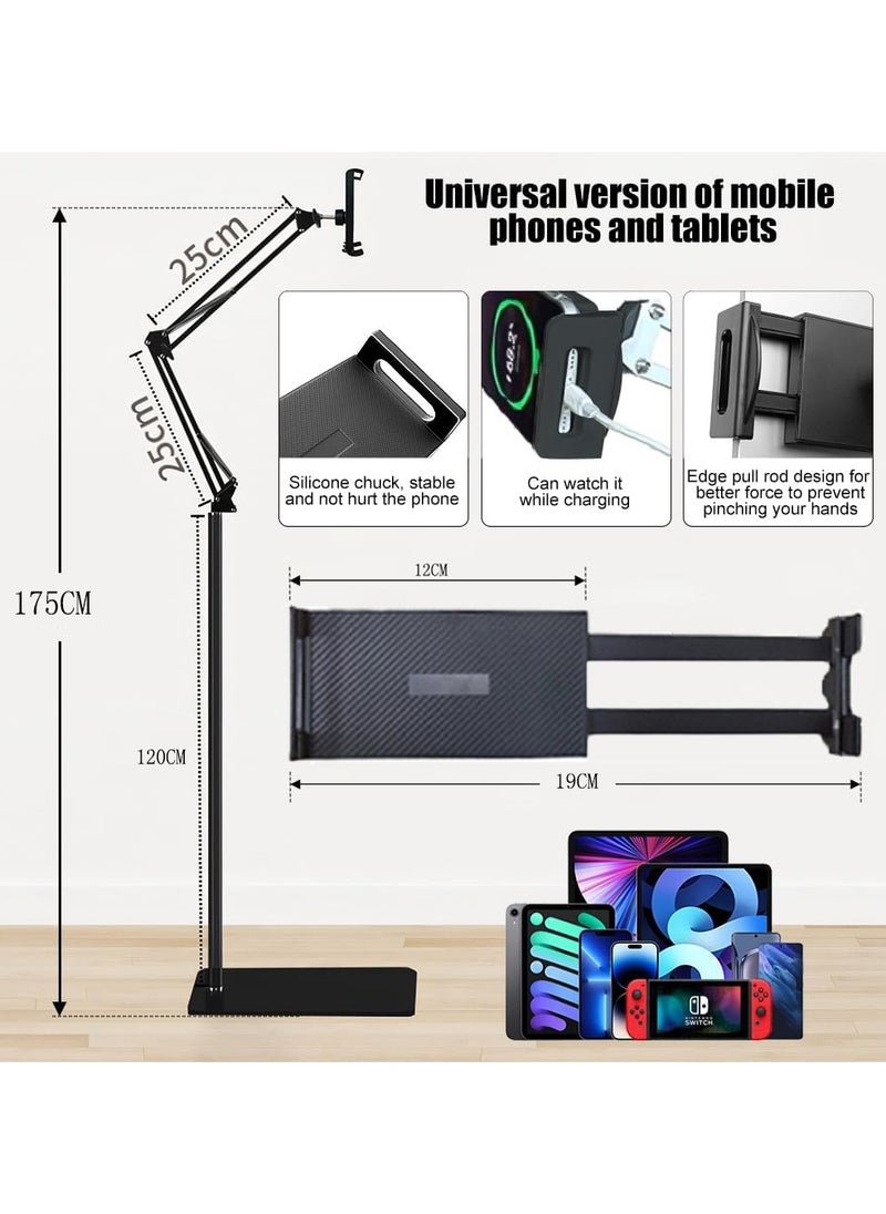 Tablet Floor Stand, 360° Flexible Rotation Tablet Stand with Heavy Duty Base, Adjustable Tablet Mount, iPad Stand for Bed, Holder for/Switch/Phone or Other Electronic Devices