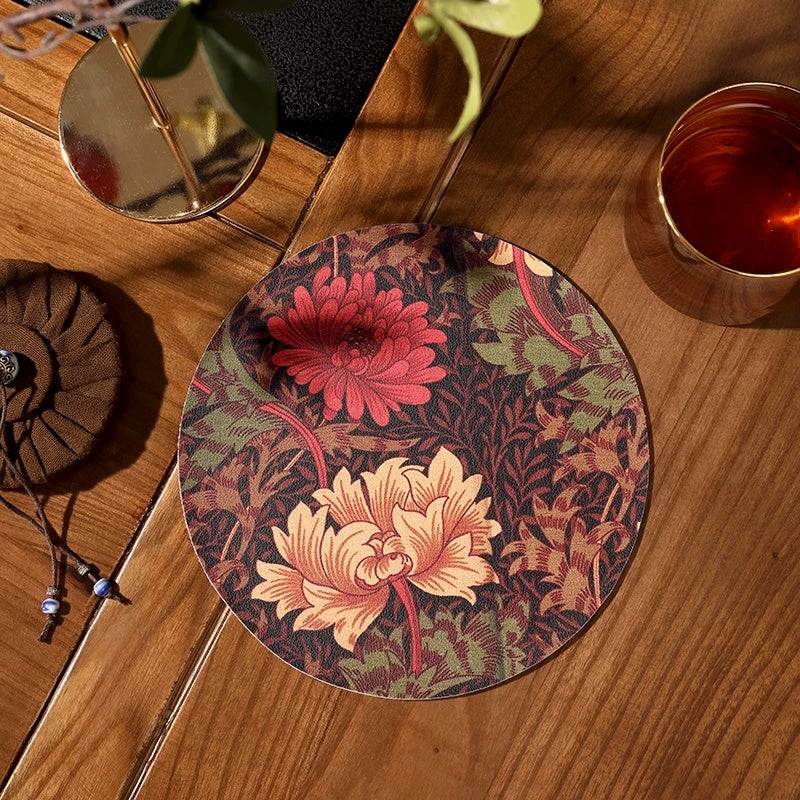 Placemat Waterproof, Oil-proof, Washable Table Mat Round Desktop Heat Insulation Mat Art Van Gogh Sunflower Leather Coaster Mat - Image 2