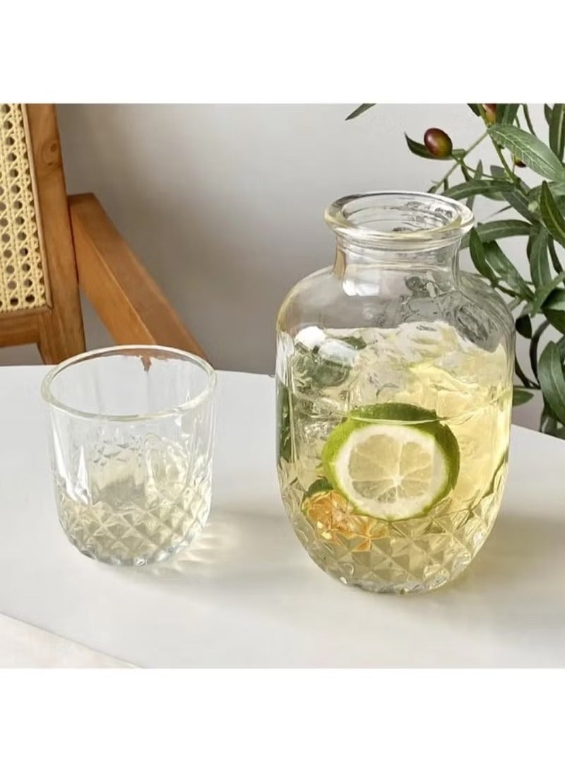 HOMESTAR Two Pieces Jack Beverage Jug With a Cup With An Attractive And Modern Design For Water And Juice Glass Clear - Image 2