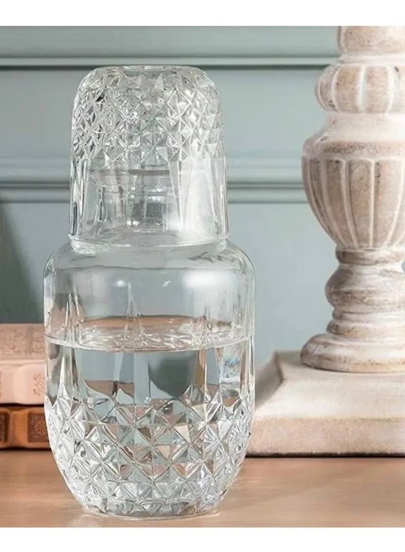 HOMESTAR Two Pieces Jack Beverage Jug With a Cup With An Attractive And Modern Design For Water And Juice Glass Clear - Image 1