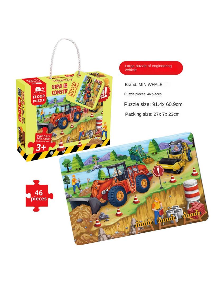 MiniWhale 46 Large Pieces Of Paper Puzzle Engineering Car Children‘s Puzzle Puzzle 3 To 6 Years Old Intellectual Development Toys Children'S Day Gifts Birthday Gifts - Image 2