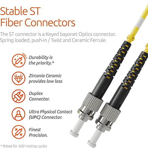 BEYONDTECH 1m (3.28ft) LC to ST Fiber Patch Cable – UPC Single-Mode Duplex Fiber Optic Cable – 9/125µm core, Compatible with OS1 & OS2 – LSZH PUREOptics Series - Image 3