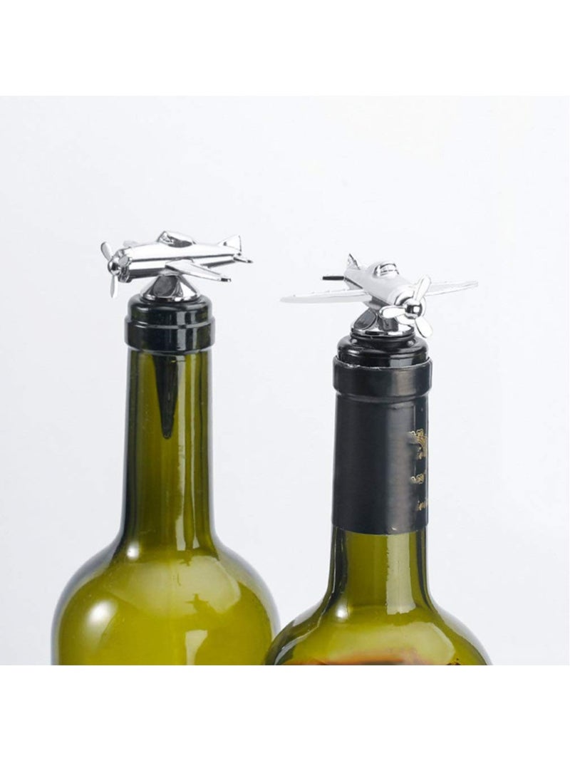 SOLARAE 4 PCS Wine Stopper Bottle Stopper Wine Saver, Reusable Wine Stopper Used, Wine Champagne Preservation Plug, Aircraft Style Beer Wine Spout Saver Beverage Bottle Seal - Image 5