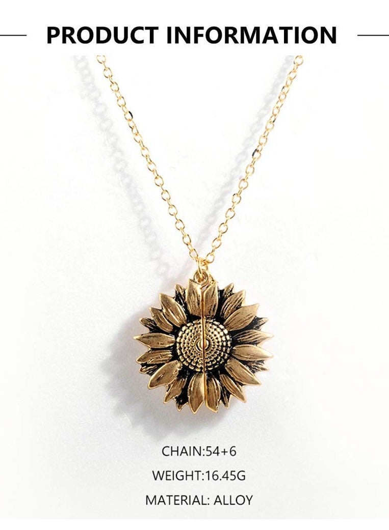 SYOSI Engraved Necklace Inspirational Sunflower Locket Necklace Jewelry for Women Girlfriend. Birthdays, Valentine's Day - Image 2